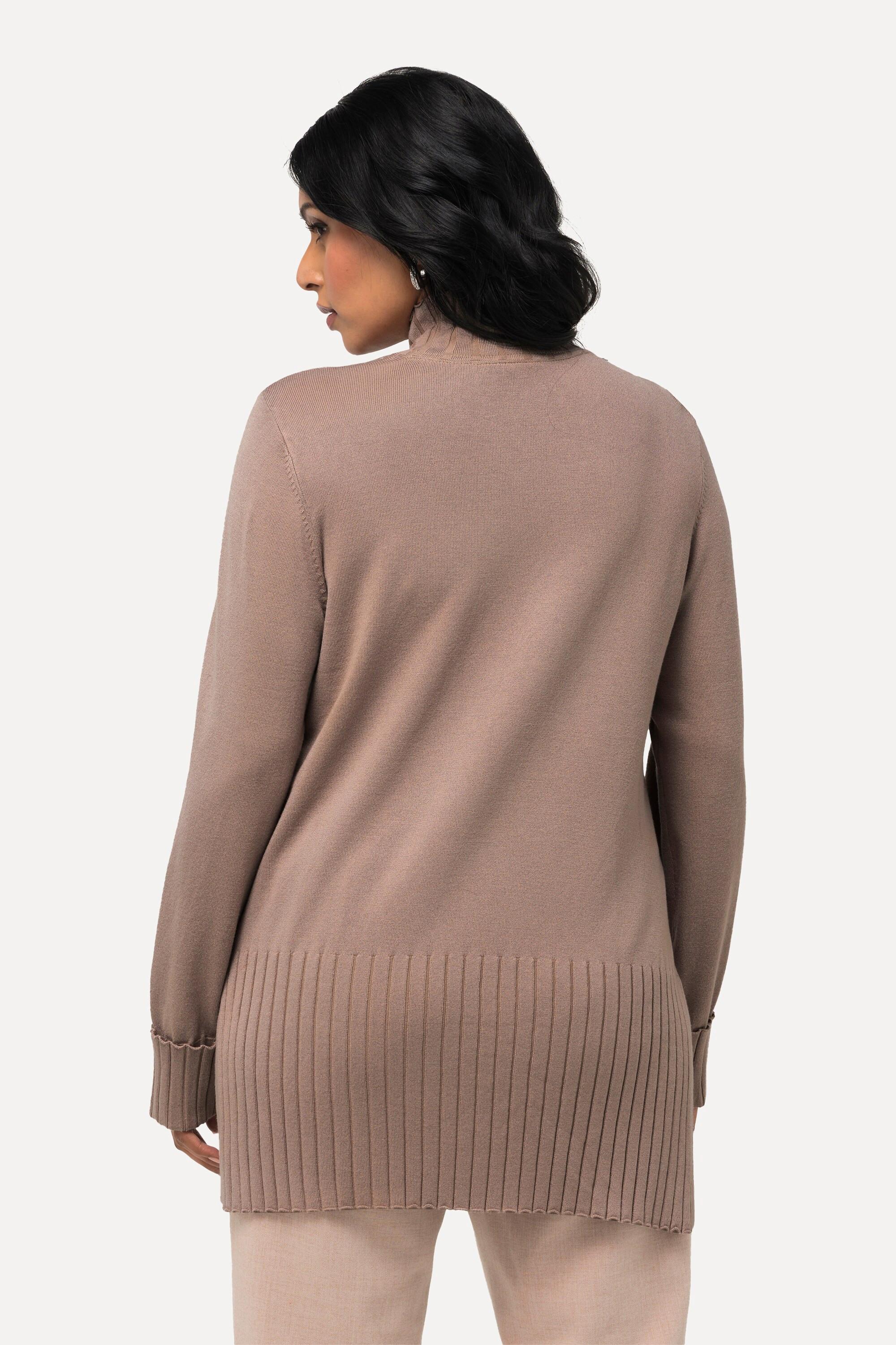 Ulla Popken Pullover Collo Alto a Costine Maniche Lunghe  