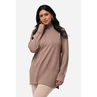 Ulla Popken  Pullover, gerippter Stehkragen, Langarm 