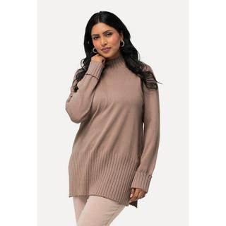 Ulla Popken Pullover Collo Alto a Costine Maniche Lunghe  