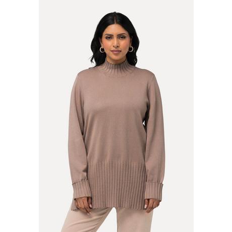 Ulla Popken Pullover Collo Alto a Costine Maniche Lunghe  