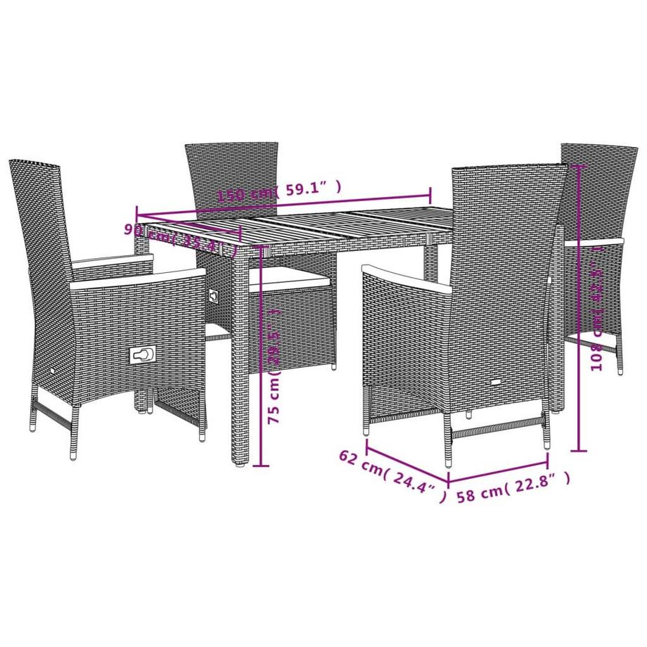VidaXL Garten essgruppe poly-rattan  