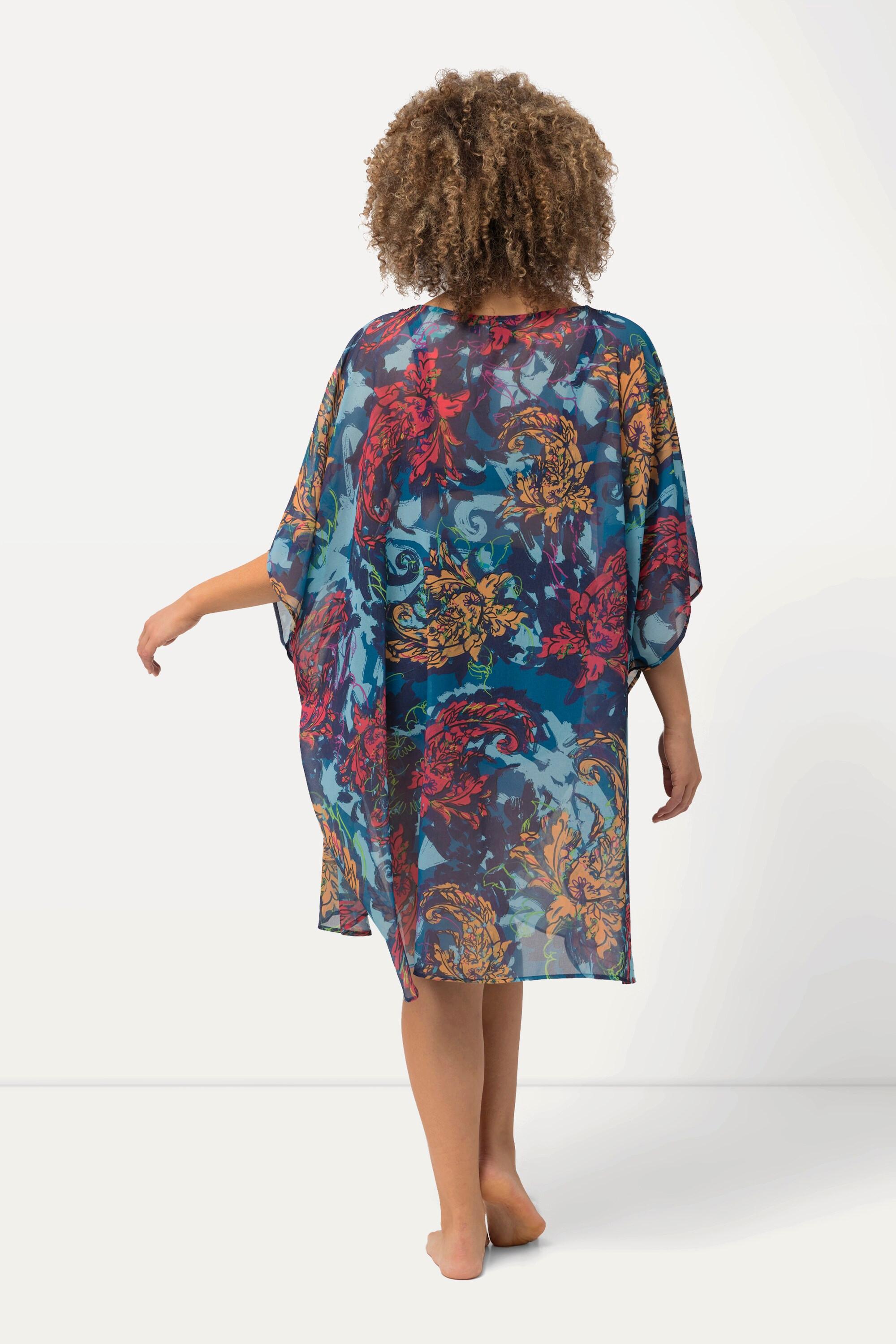 Ulla Popken Tunica Oversized Stampata Scollo a V Mezza Manica  