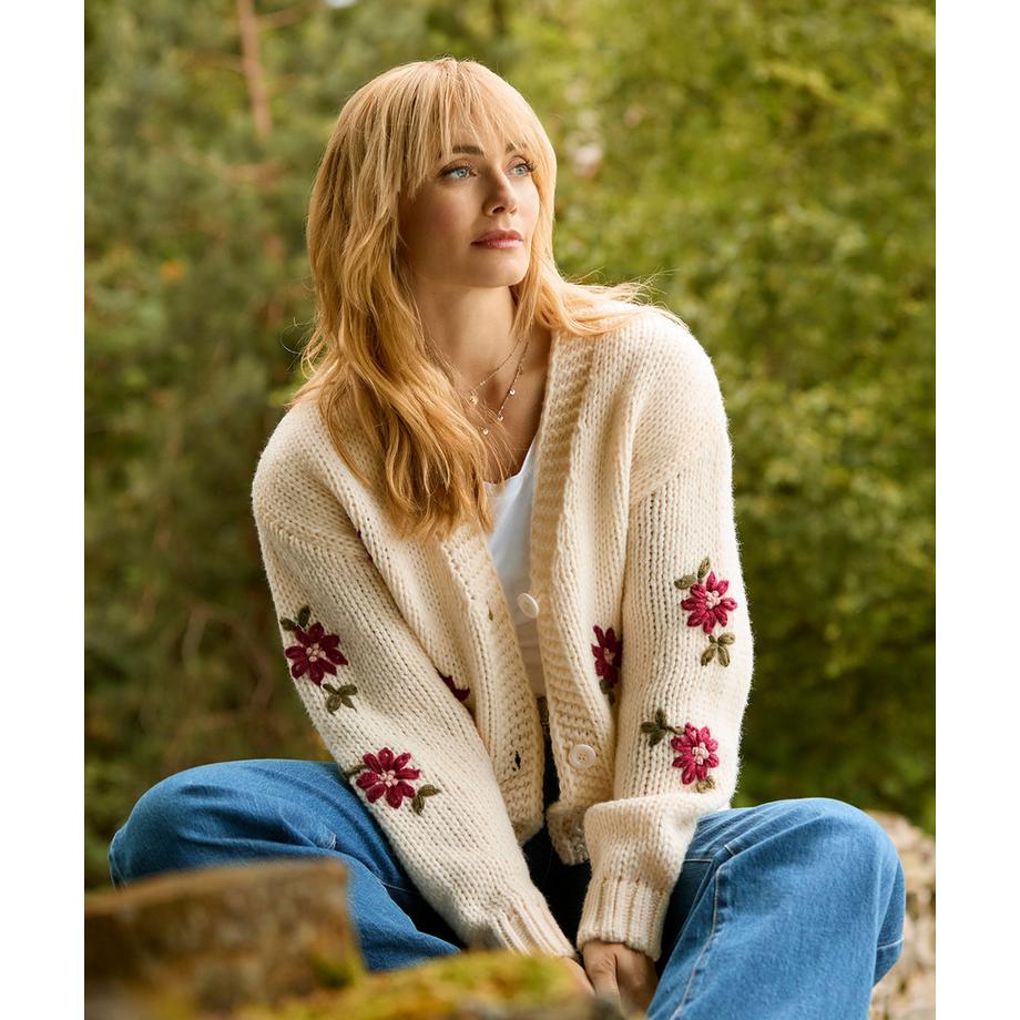 Joe Browns Cardigan Tricoté Brodé Fleuri  