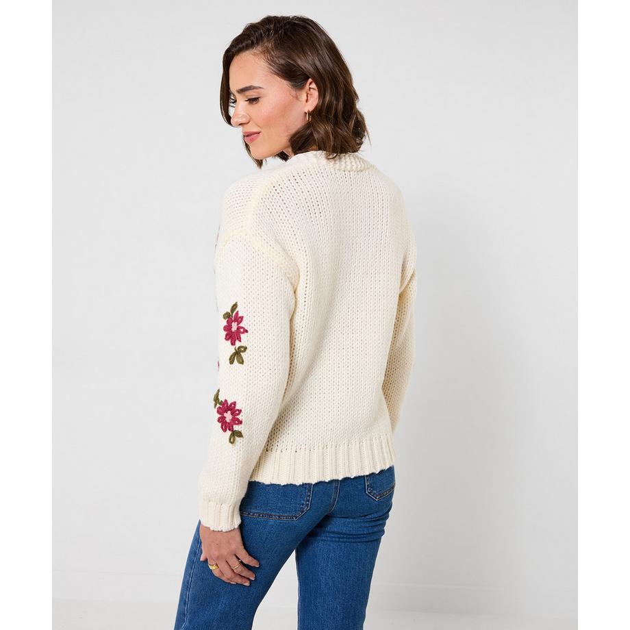 Joe Browns Cardigan Tricoté Brodé Fleuri  