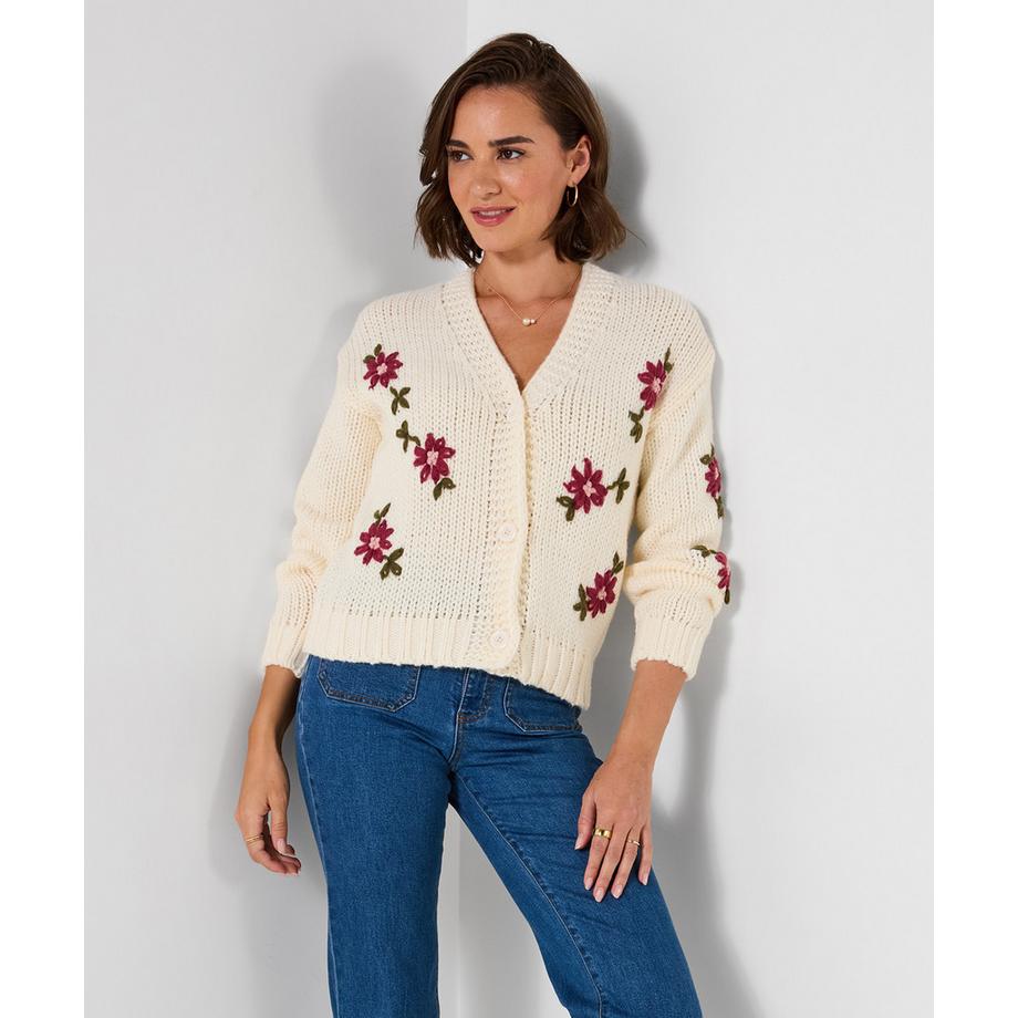 Fabuleux Cardigan Brodé Fleuri