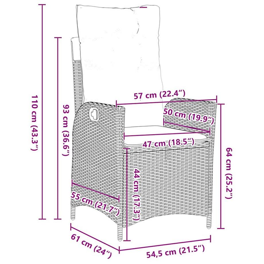 VidaXL Ensemble de salle à manger pour jardin poly rattan  