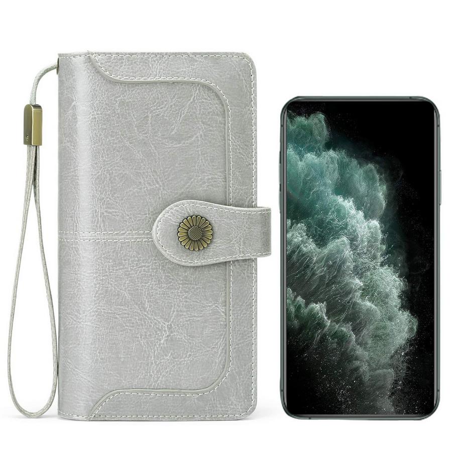 Only-bags.store  Ledergeldbörse Große Kupplung RFID-Schutzblockierung Lange Geldbörse mit großem Fassungsvermögen und 24 Kartenfächern 