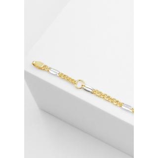 MUAU Schmuck  Bracelet d'identité fantaisie en or jaune 585, 2,3mm, 14cm 