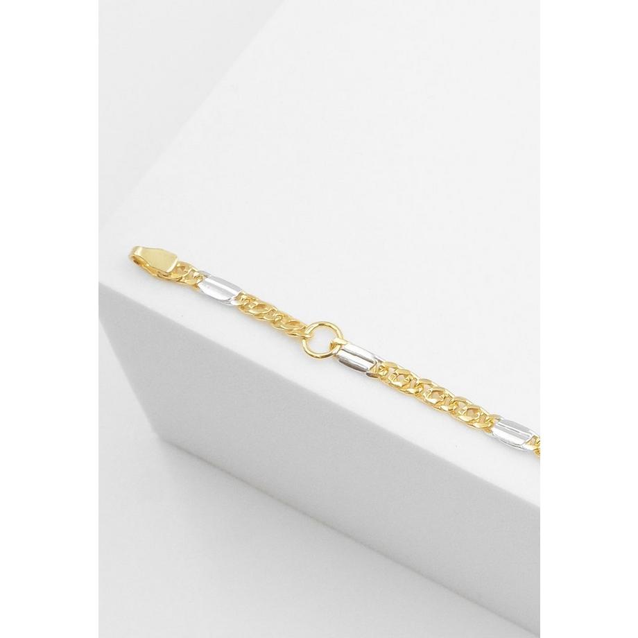 MUAU Schmuck  Bracelet d'identité fantaisie en or jaune 585, 2,3mm, 14cm 