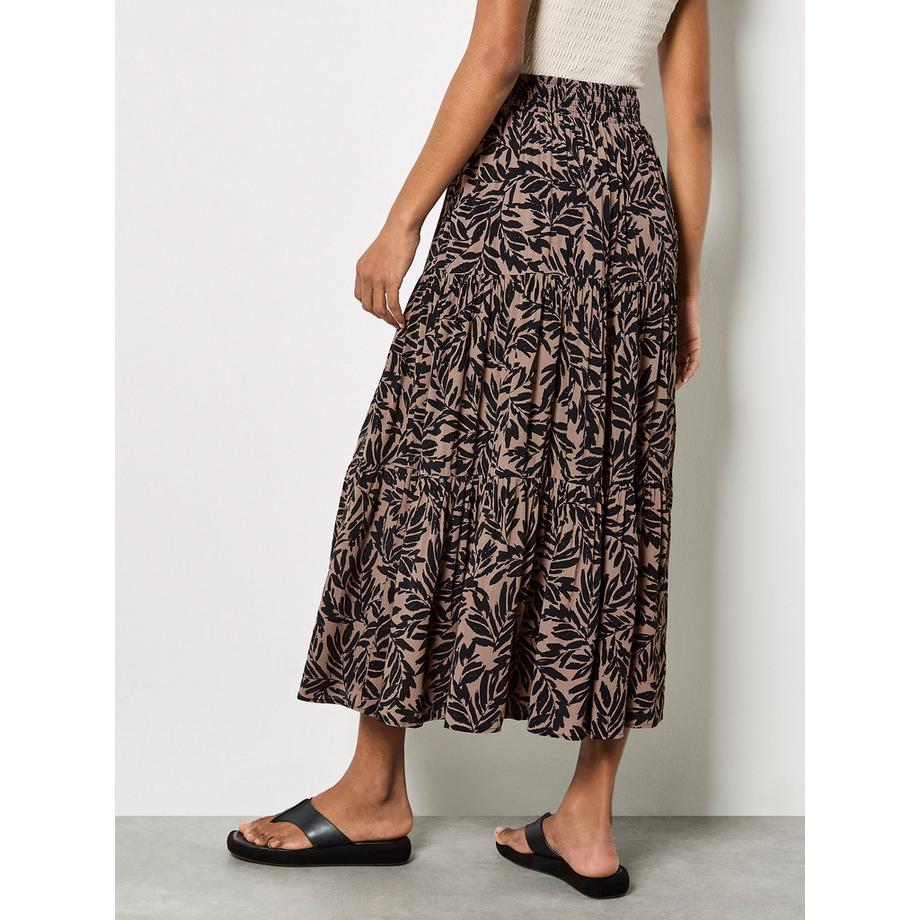 APRICOT Midi Rock mit Blattprint und Stufen  