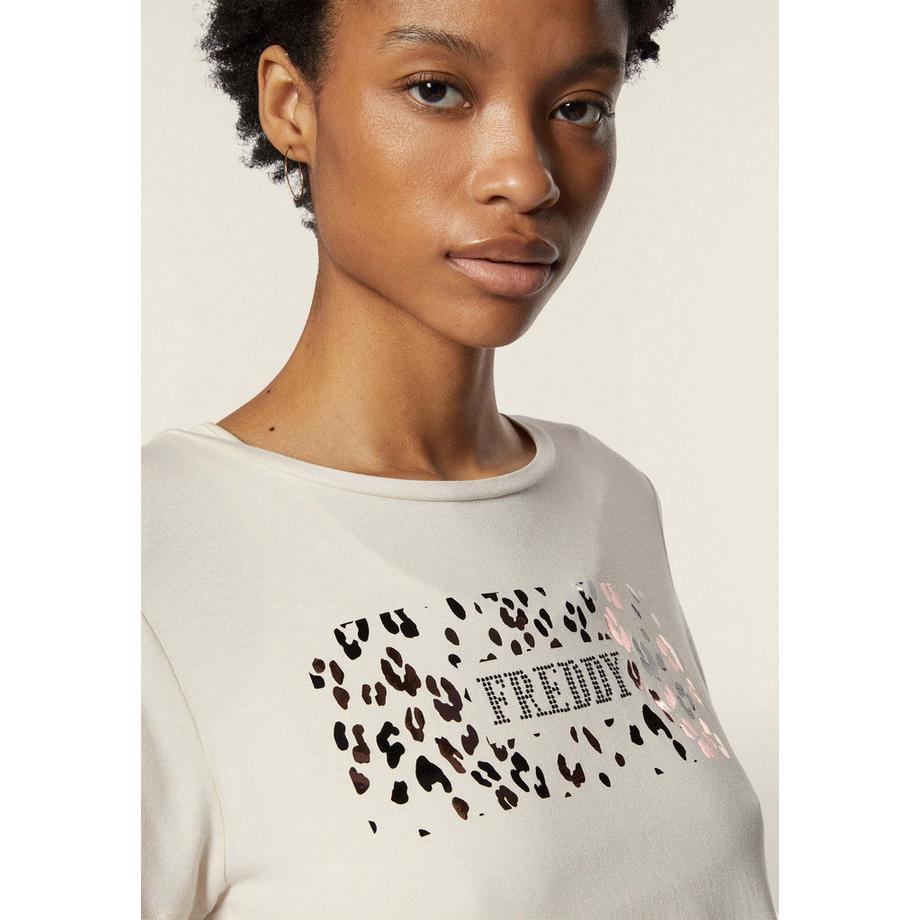 FREDDY Kurzarm Regular Fit T-Shirt mit Logo Print  