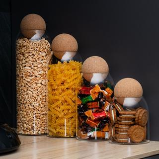 Intirilife Aufbewahrungsbehälter Set aus Glas mit Kork-Kugel 4-teiliges Set  