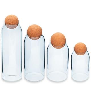 Intirilife Aufbewahrungsbehälter Set aus Glas mit Kork-Kugel 4-teiliges Set  