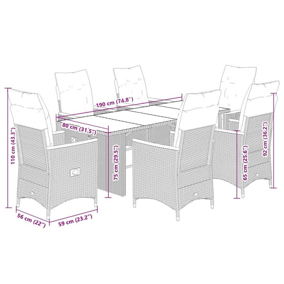 VidaXL set da pranzo da giardino Polirattan  
