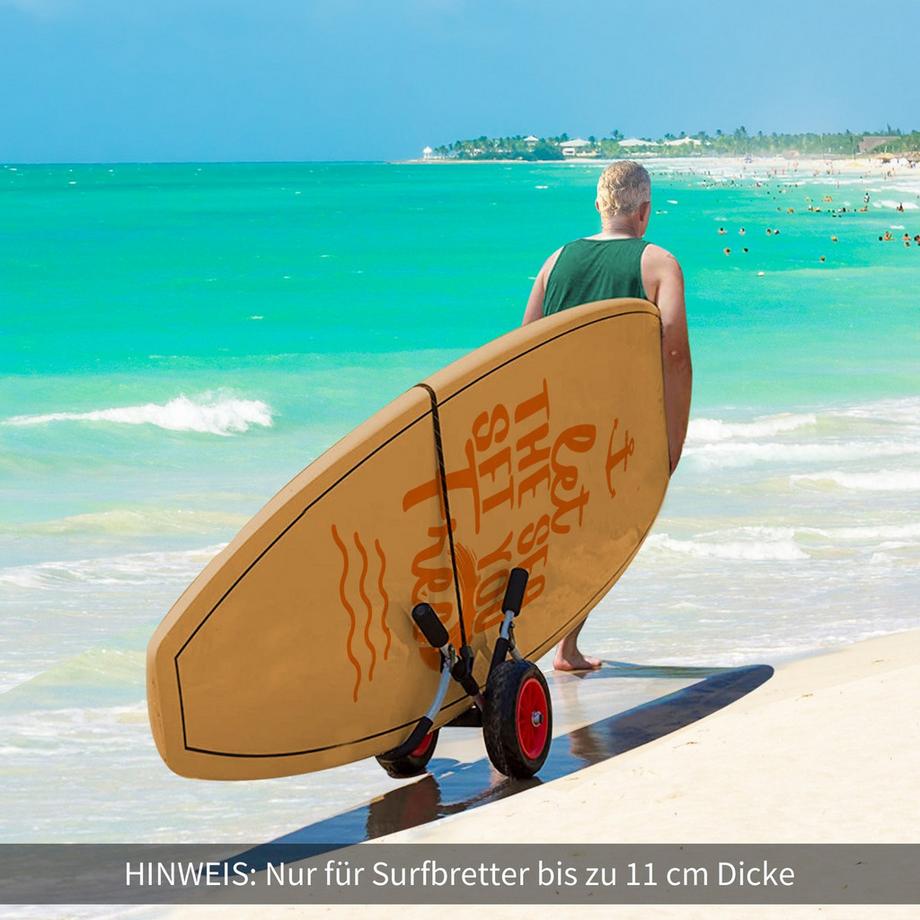 Northio  Surfwagen Surfboard Transportwagen Klappbar Gepolstert Pu-Reifen Alu Silber Bis 45 Kg L64 X B55 X H38,5 Cm 