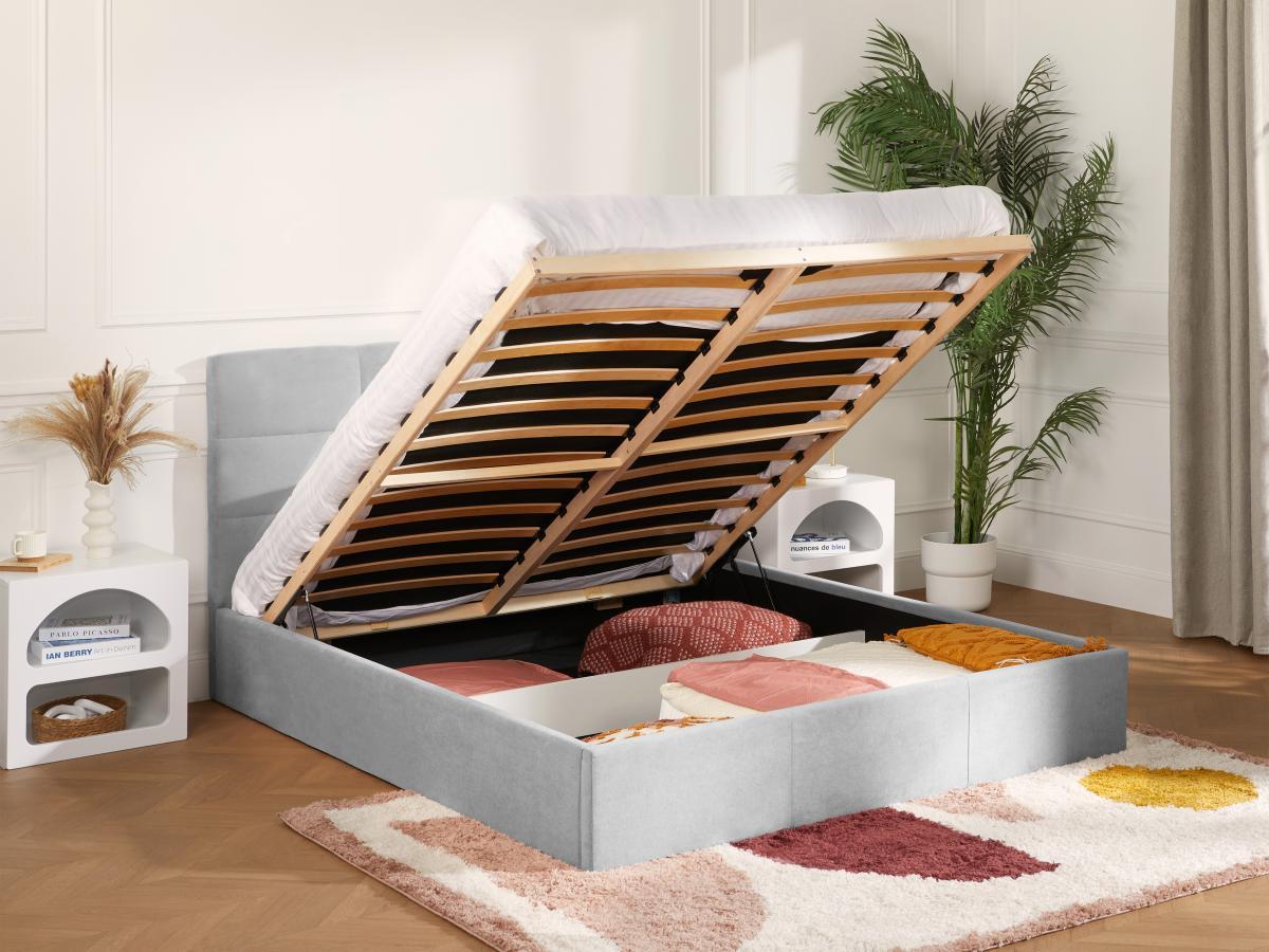 PASCAL MORABITO Lit coffre 180 x 200 cm - Tissu - Gris - ELIAVA de Pascal Morabito  