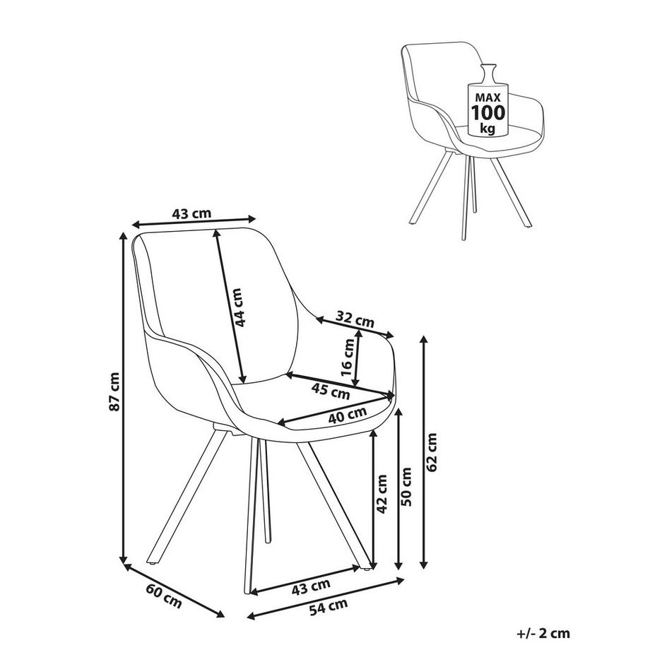 Beliani Sedia da pranzo en Bouclé Moderno MARCELLUS  