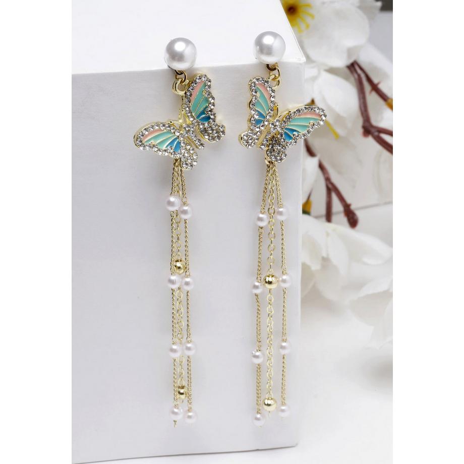 AVANT-GARDE PARIS  Boucles d'oreilles goutte papillon multicolores 