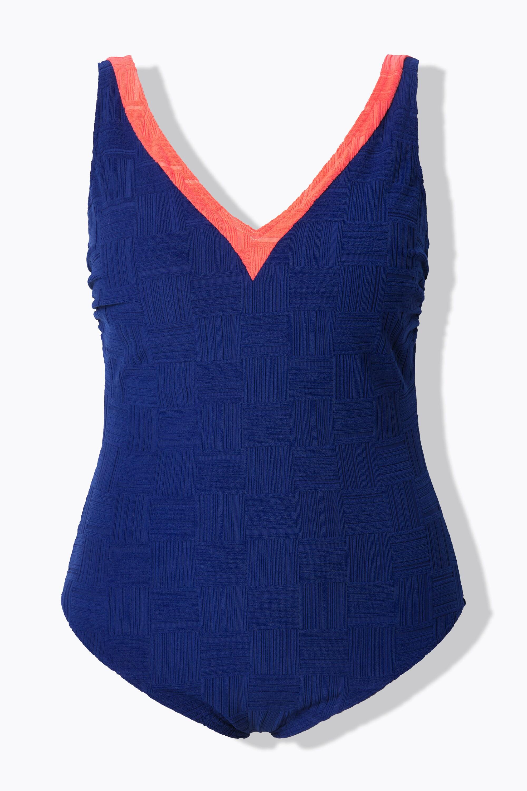 Ulla Popken Costume da bagno testurizzato senza coppe scollo a V  