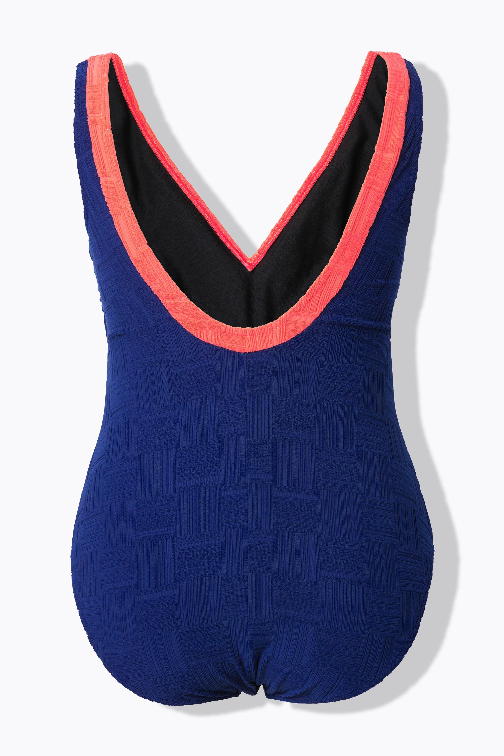 Ulla Popken Costume da bagno testurizzato senza coppe scollo a V  