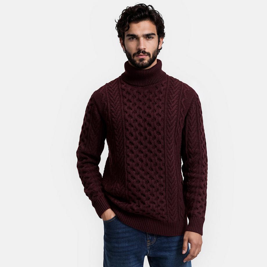 Pull col roulé maille torsadée