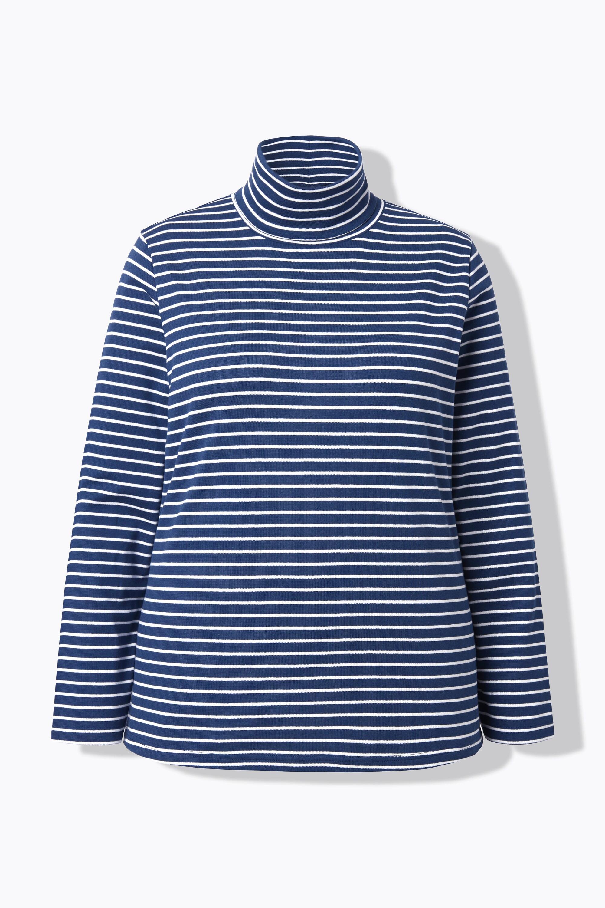 Ulla Popken Maglia a Costine Slim Collo Alto Maniche Lunghe  