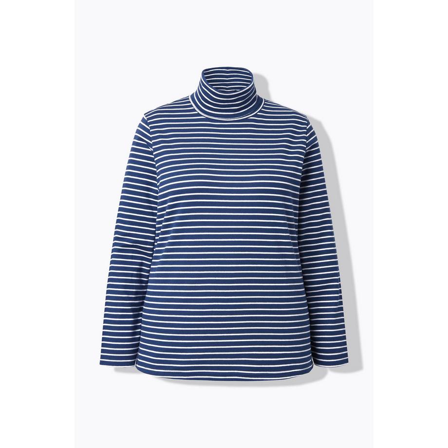 Ulla Popken Geripptes Slim Rollkragen Langarmshirt  