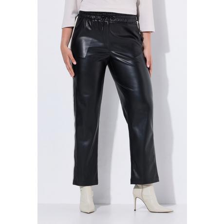 Ulla Popken Pantalon Similicuir Jambe Droite Galons Taille Élastique  