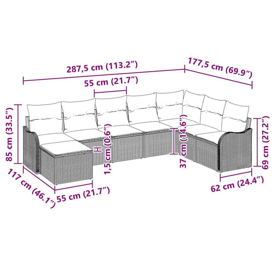 VidaXL Modulares sofa poly-rattan  