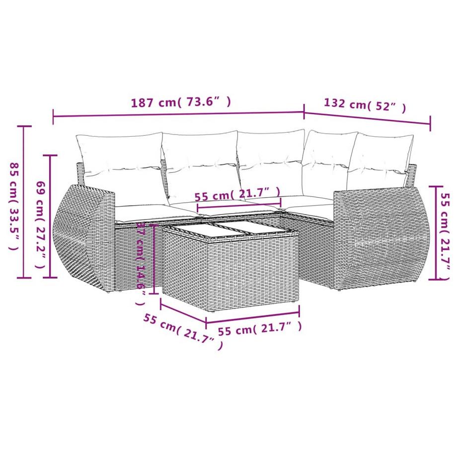 VidaXL Garten sofagarnitur poly-rattan  