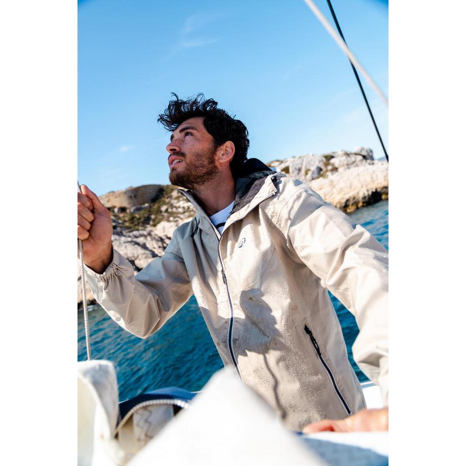 DECATHLON  Veste de voile imperméable Homme - veste de pluie Sailing 100 beige 