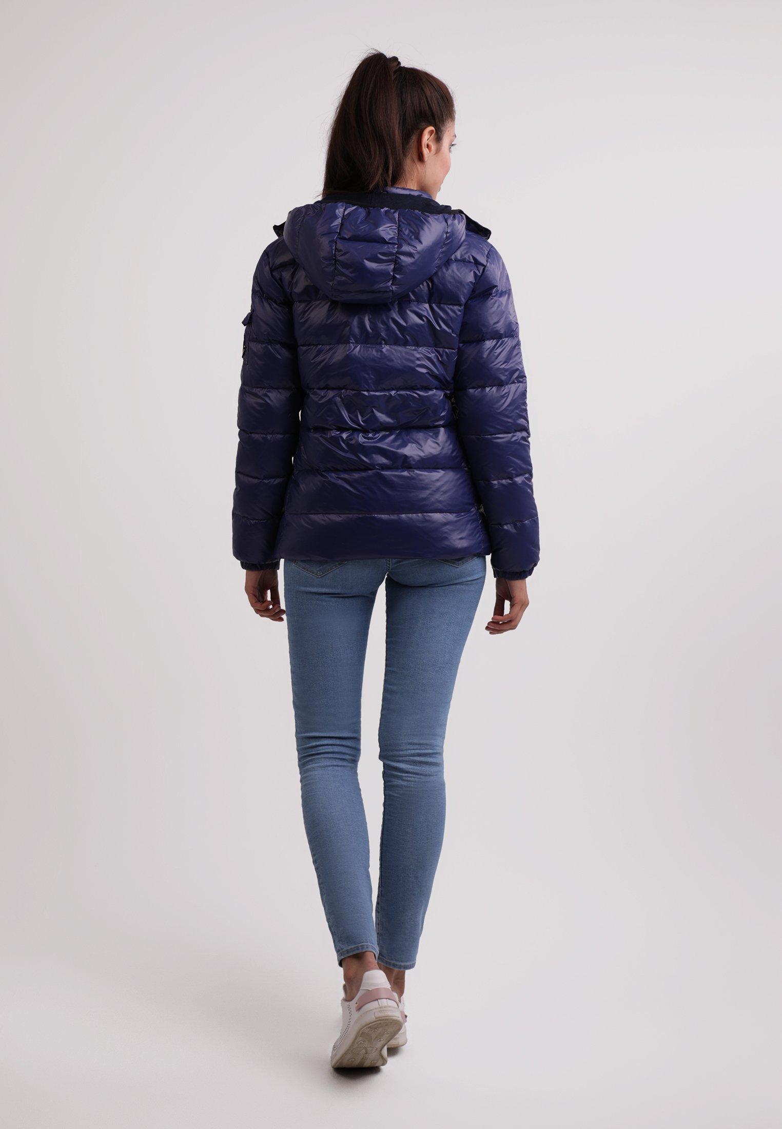 CASH-MERE.CH Daunenjacke mit Kapuze Kaschmirfutter glänzende Optik  