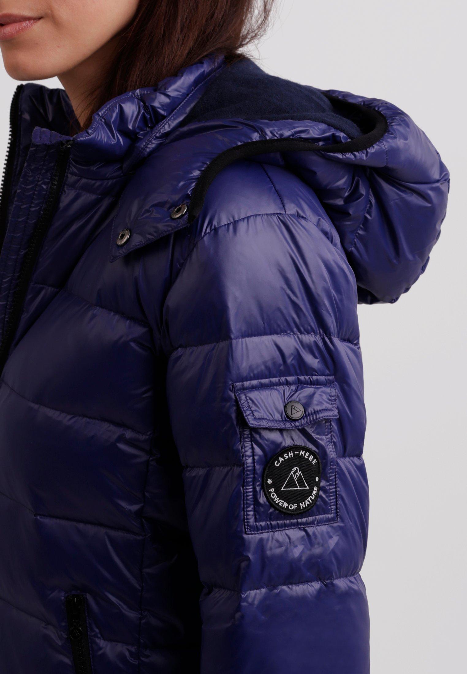 CASH-MERE.CH Daunenjacke mit Kapuze Kaschmirfutter glänzende Optik  