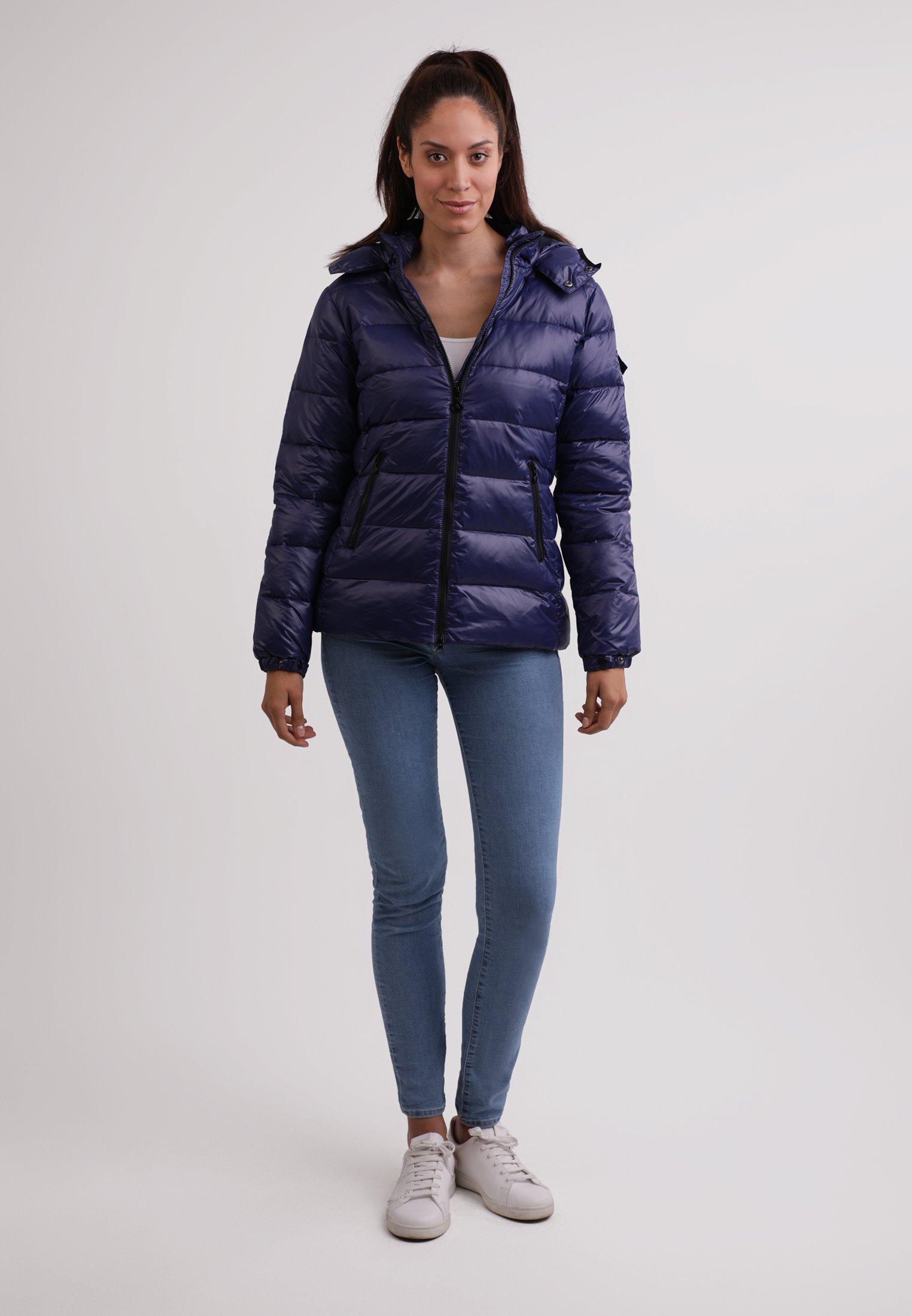 CASH-MERE.CH Daunenjacke mit Kapuze Kaschmirfutter glänzende Optik  