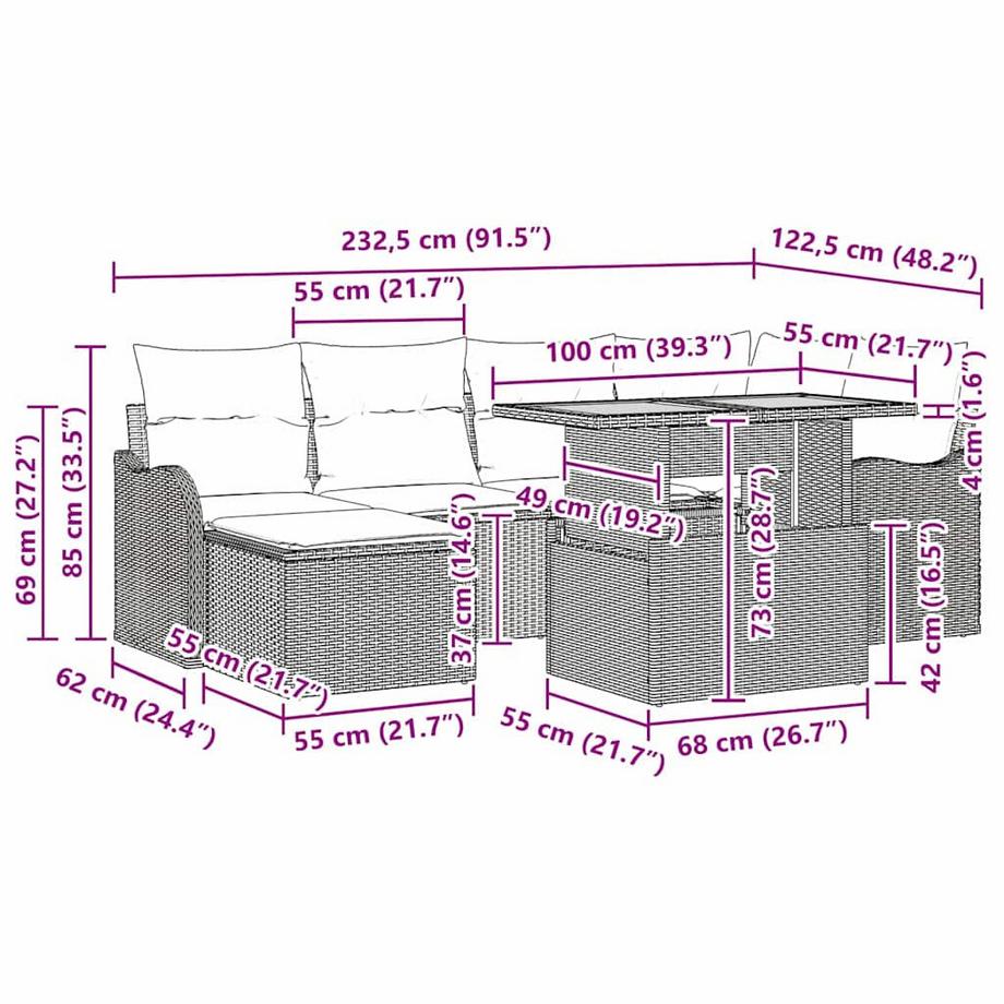 VidaXL Garten set poly-rattan  