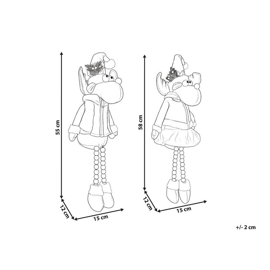 Beliani Lot de 2 décorations de Noël en Tissu Traditionnel GEITSJOEN  