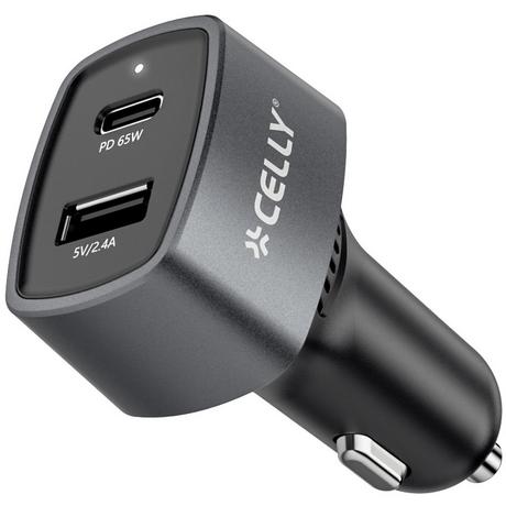 Celly  Chargeur de voiture 1xUSB-C PD 1xUSB-A 65W 