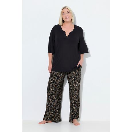 Ulla Popken Pigiama Fantasia Catenine Scollo Tunica Mezze Maniche Svasate  