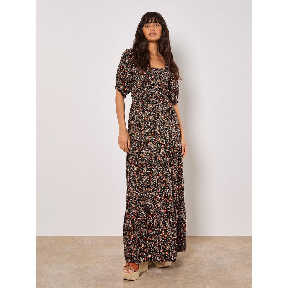 Geblümtes Paisley-Maxikleid