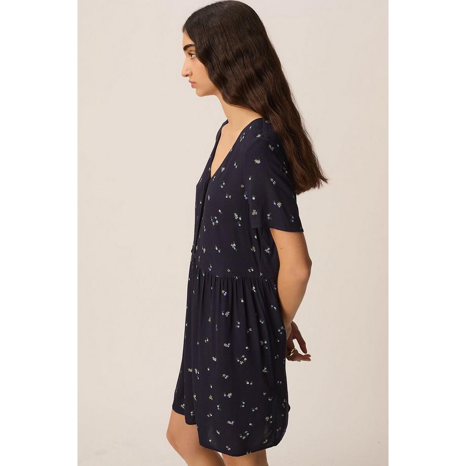 Des Petits Hauts Elarya Kurzes V-Ausschnitt Print Kleid  