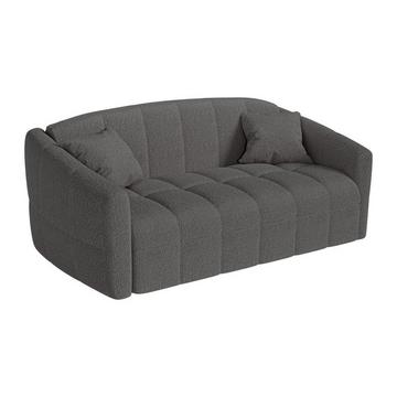 Sofa 3-Sitzer mit Schlaffunktion - Bouclé-Stoff - Anthrazit - Liegefläche 140 cm - Matratze 14 cm mit Memory Schaum - RETUNA