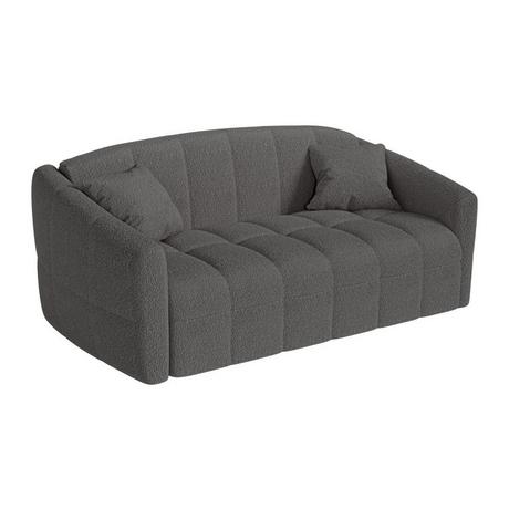 Vente-unique Sofa 3-Sitzer mit Schlaffunktion - Bouclé-Stoff - Anthrazit - Liegefläche 140 cm - Matratze 14 cm mit Memory Schaum - RETUNA  