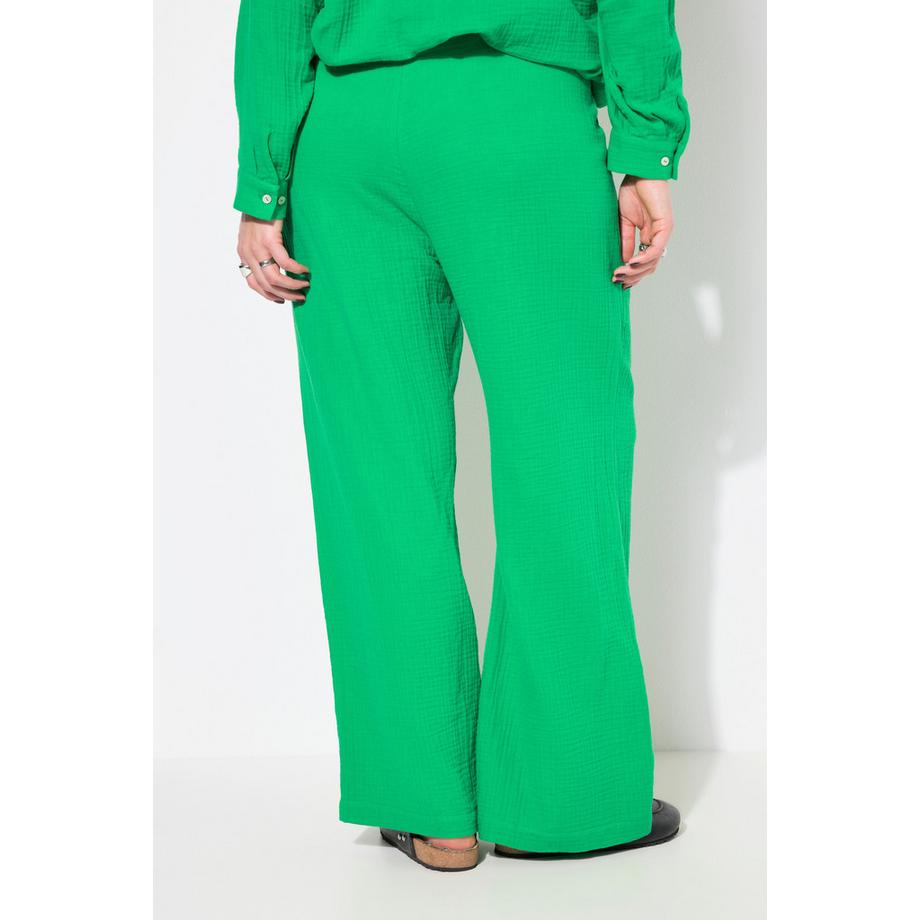 Studio Untold Pantalon en mousseline à jambes larges taille élastique  