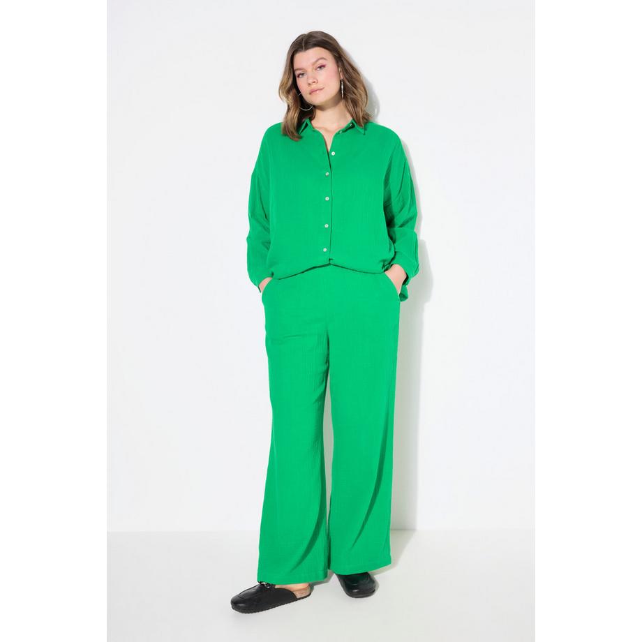 Studio Untold Pantalon en mousseline à jambes larges taille élastique  