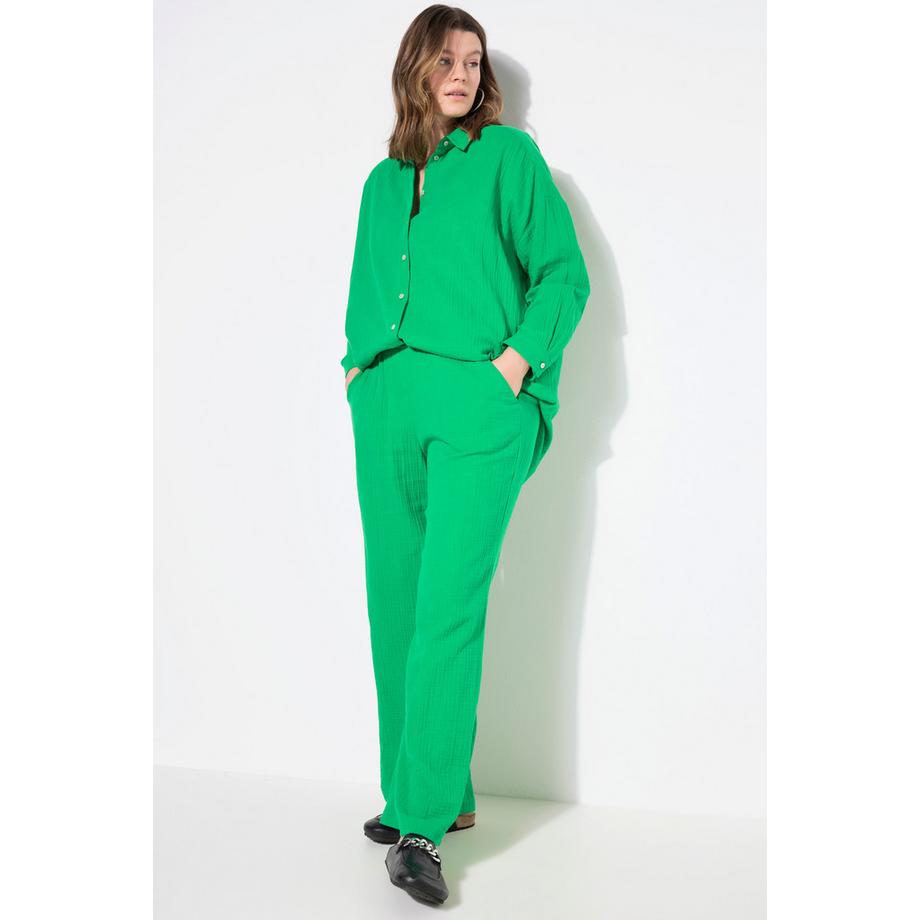 Studio Untold Pantalon en mousseline à jambes larges taille élastique  