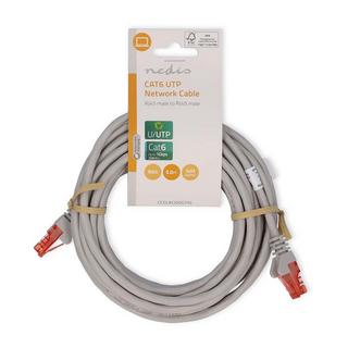 Nedis  Câble réseau CAT6 | RJ45 mâle | RJ45 mâle | U/UTP | 5.00 m | Rond | PVC | Gris | Etiquette 