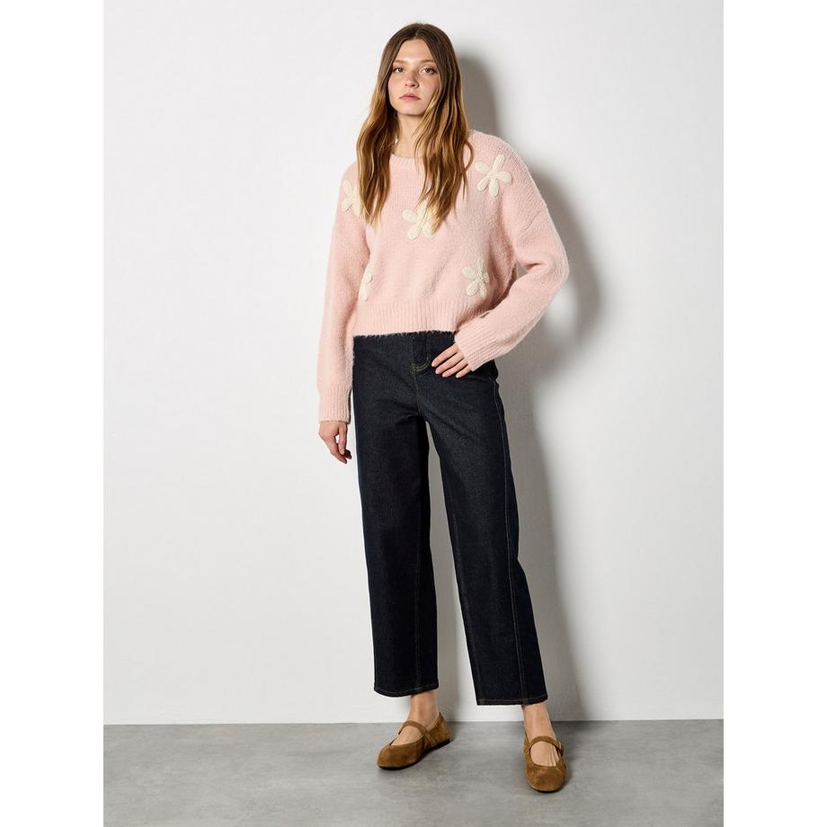 APRICOT Pullover mit gehäkelter Gänseblümchen-Applikation  