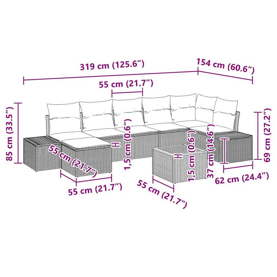 VidaXL Outdoor sofa poly-rattan  