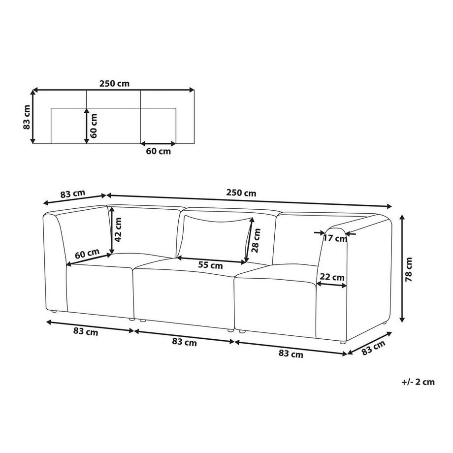 Beliani Canapé 3 places en Velours côtelé  LEMVIG  