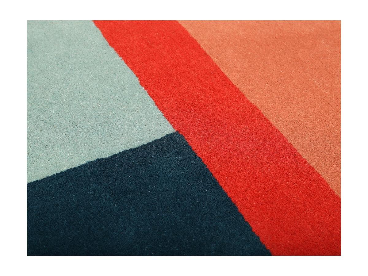 OZAIA Teppich mit geometrischem Muster gewebt Baumwolle Mehrfarbig BAKAR  
